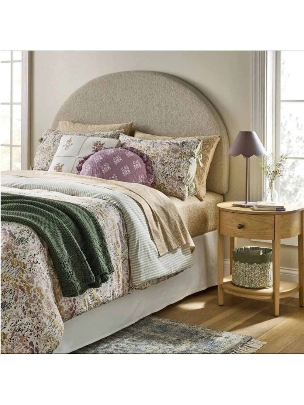 NWT 3pc Full/Queen Reversible Floral and Stripe Comforter Set Pink/Green